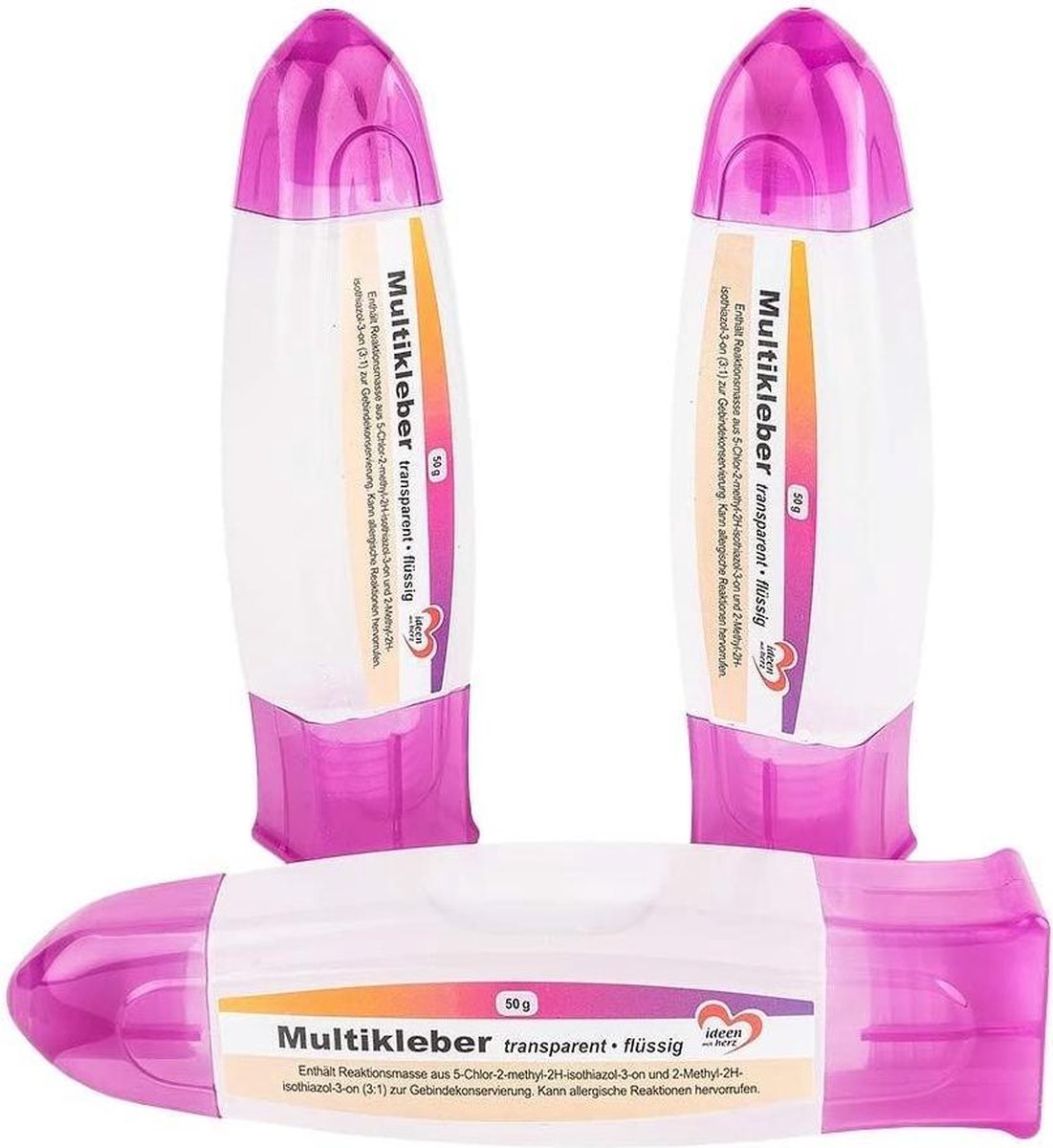 Kinderlijm - Zinaps multi lijm vloeibare transparante pakket van 3 elke buis 50 g lijm stick met twee tips Fijn en breed ideaal voor kinderen en volwassenen (WK 02129)