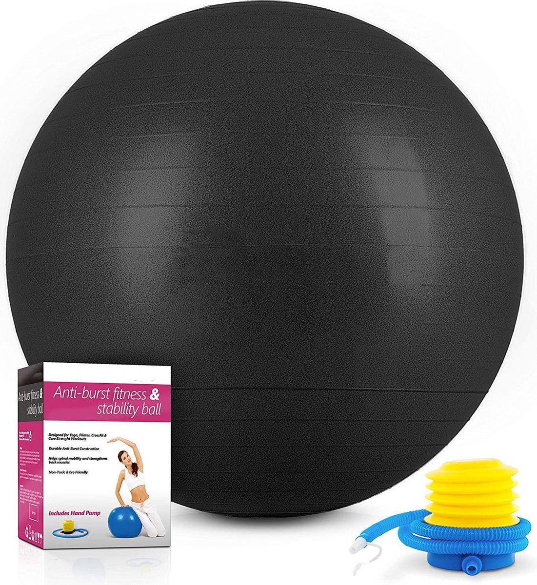 Sens Design Zitbal Fitnessbal Yogabal Gymbal - 75 cm - zwart incl. pomp