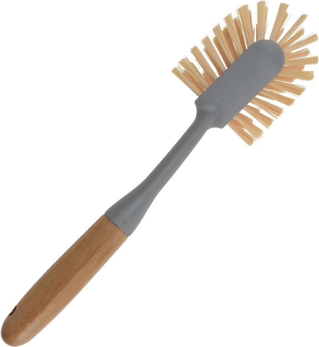 1x Afwasborstels grijs met bamboe handvat 28 cm - Keukenbenodigdheden - Schoonmaakbenodigdheden - De afwas doen - Afwassen - Afwasborstels