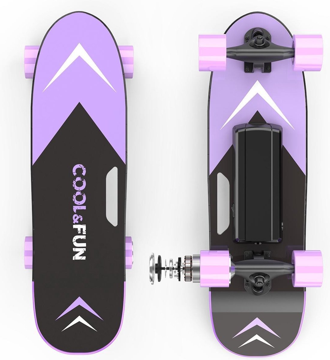 Elektrisch Skateboard met afstandsbediening - 150W - 12-15 km/u - Paars