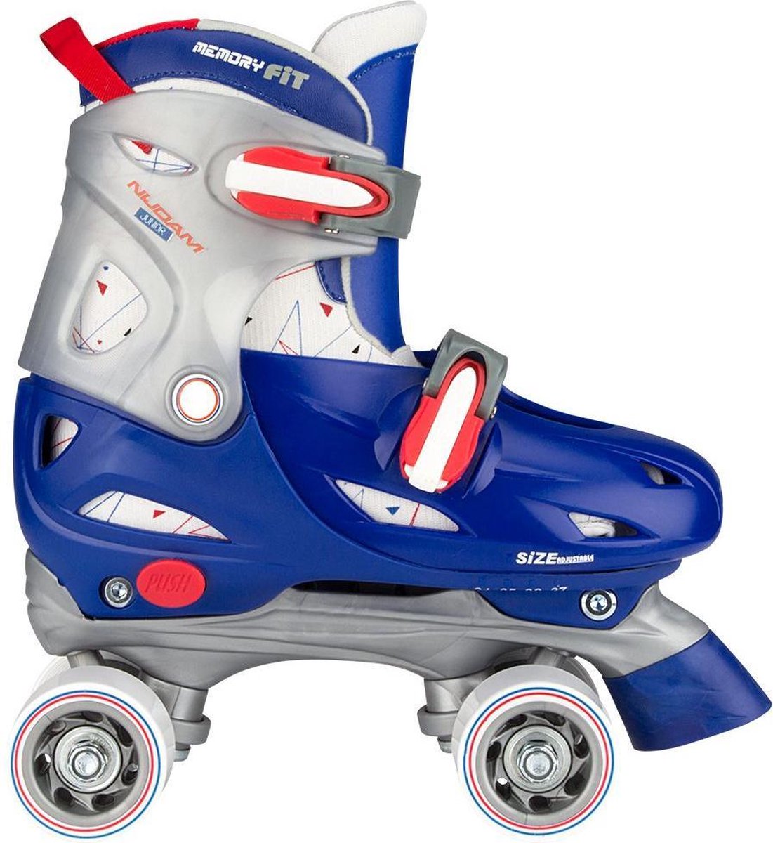 Nijdam Rolschaatsen Junior Verstelbaar Hardboot - Roller Rage - Blauw/Rood/Zilver - 30-33
