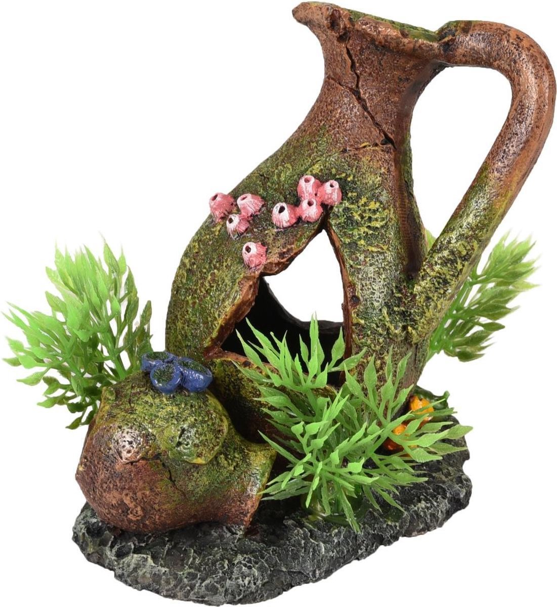 Aquarium decoratie Moza kruiken + plant  - 11 x 8 x 11 cm