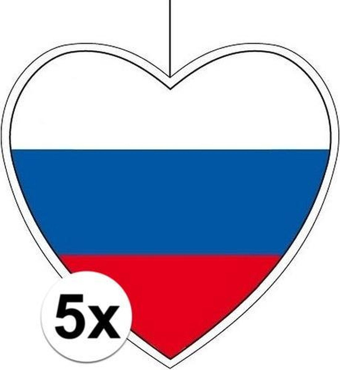 5x Hangdecoratie harten Rusland 28 cm - Russische vlag WK landen versiering