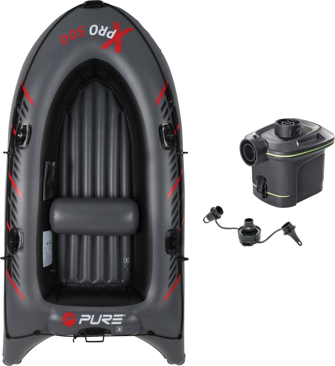 Dragon Sports XPRO 500 – opblaasboot – 2-4 persoons - inclusief – batterij pomp – rubberboot - opblaasbare boot