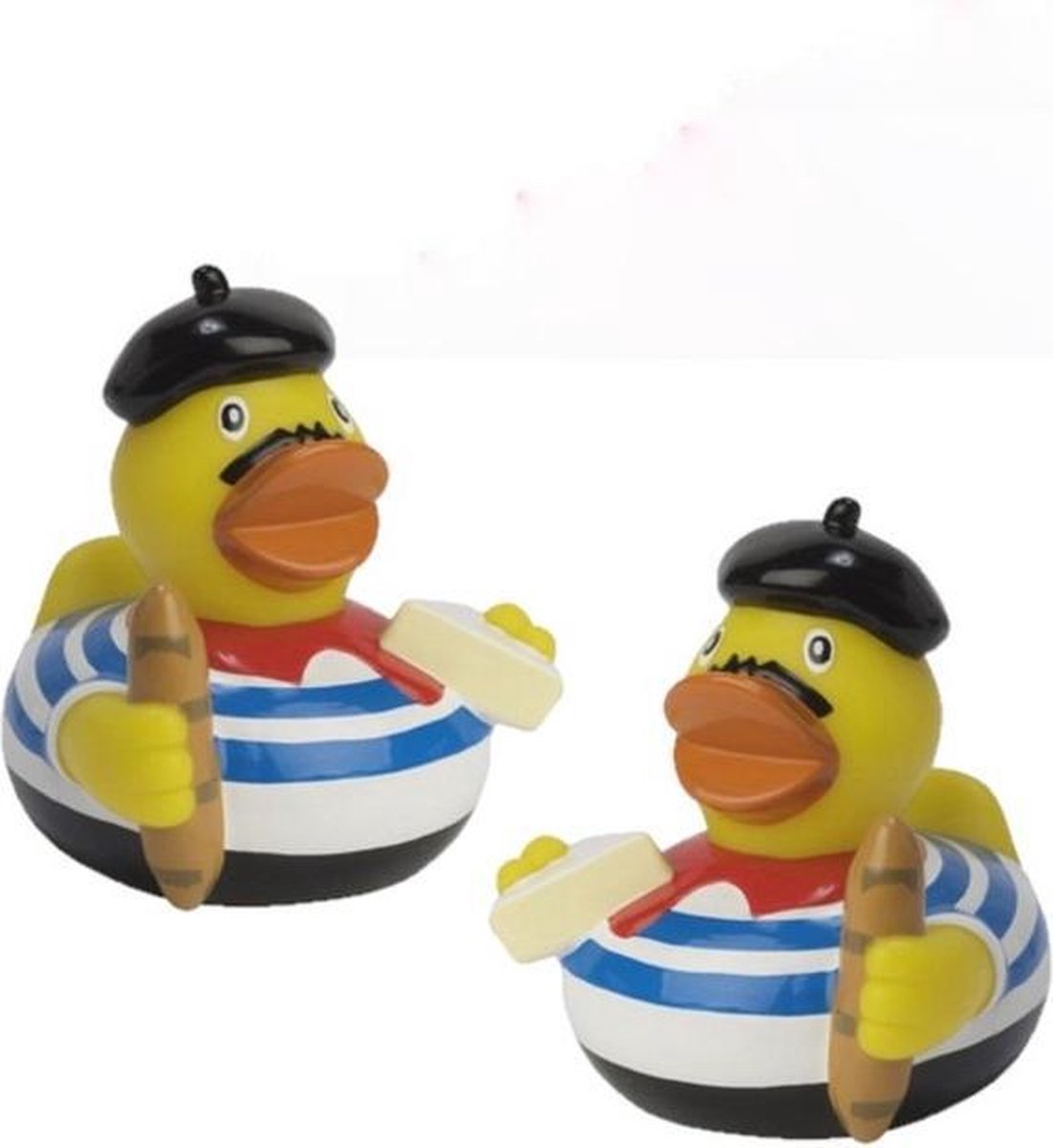 4x stuks badeendje thema Frankrijk 8 cm - Bad speeltjes eendjes en Franse feestartikelen