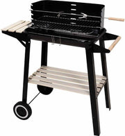 BBQ Verrijdbare Houtskool Barbecue - Grilloppervlak (LxB) 83 x 46 cm - Met Zijtafel - Zwart