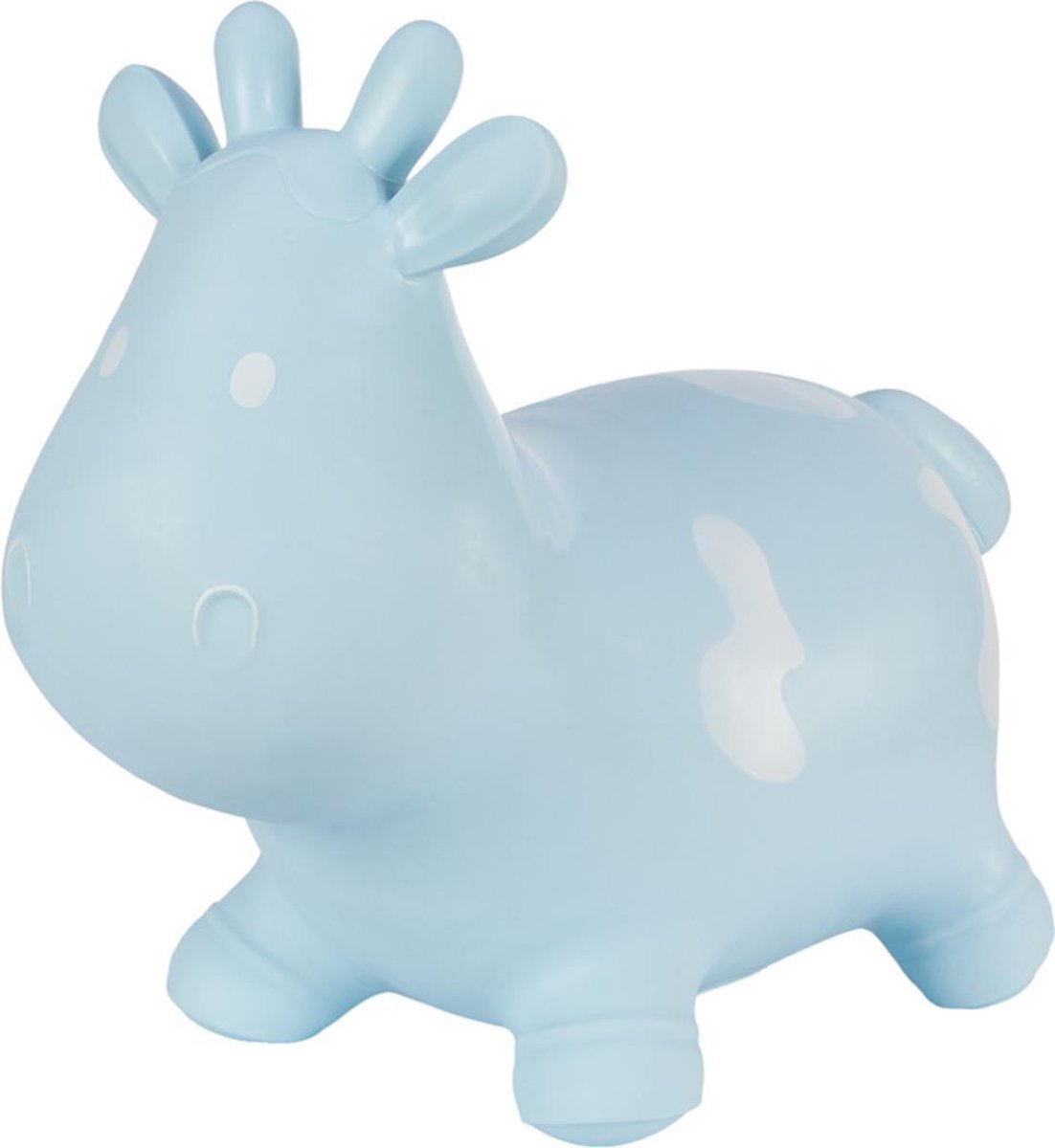 Hoppimals Rubberen Springdier Blauw Koetje + pomp - een enorm en uniek springplezier