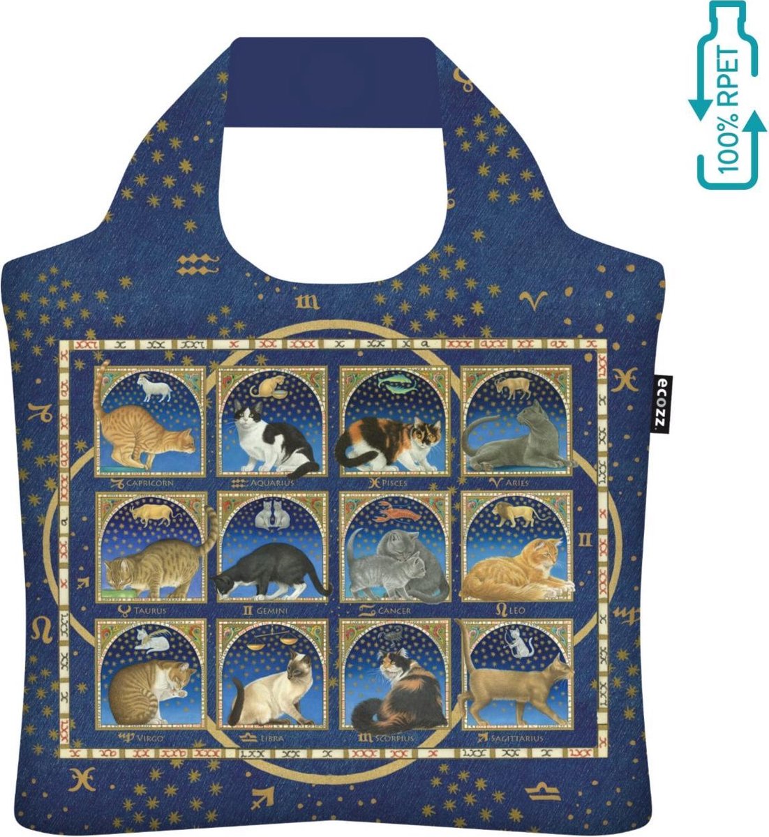 Ecozz Draagtas opvouwbaar met rits Astrology Cats Francien's Cats