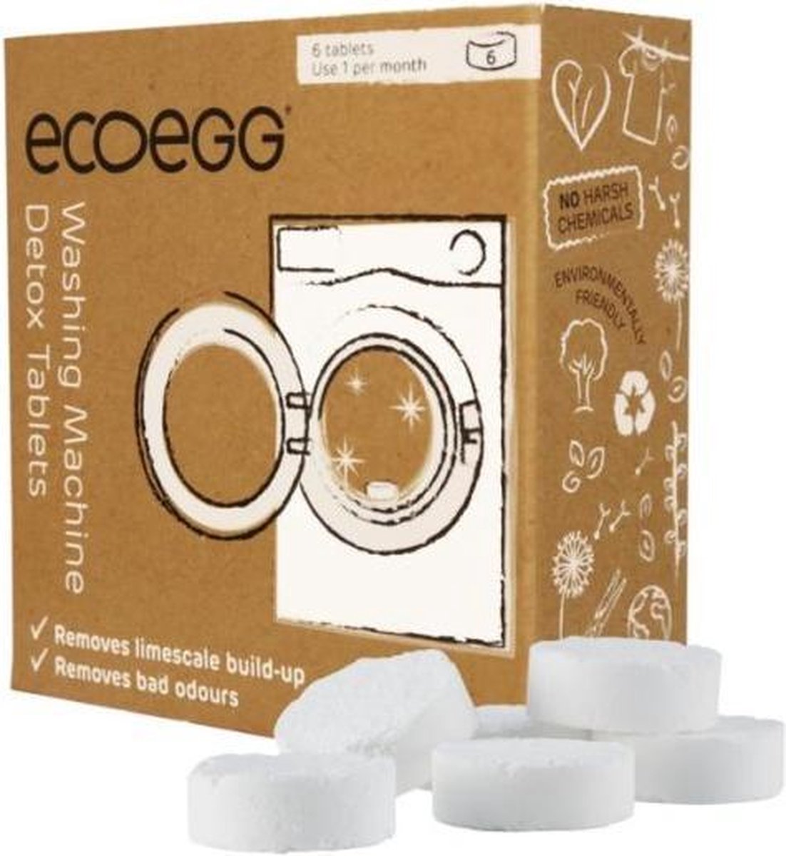 Eco Egg - Wasmachine reinigingstabletten - 6 stuks