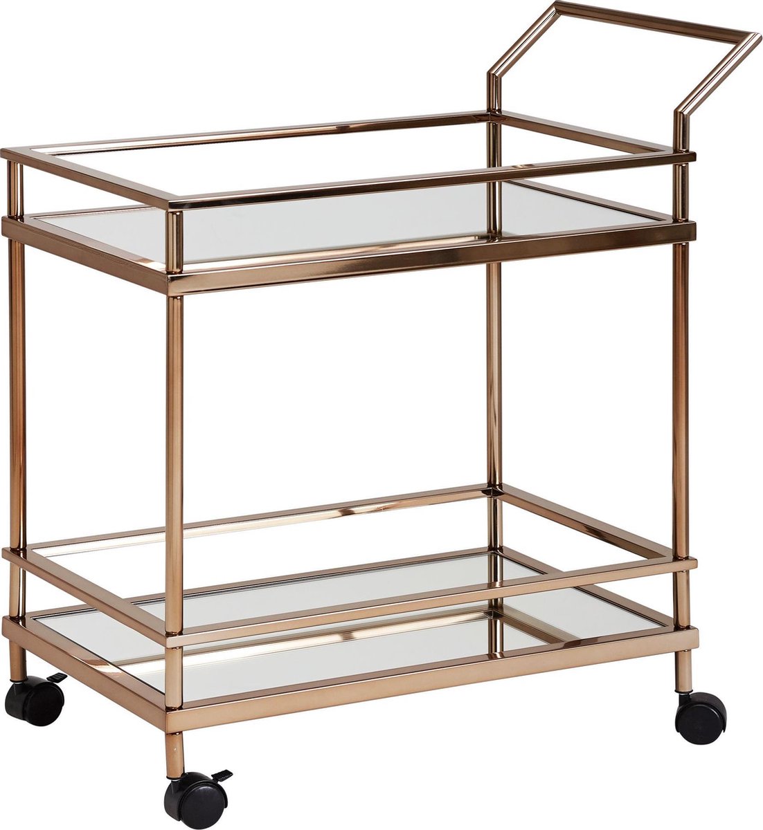 Nancy's Baker Serveerwagen - Keukentrolley - Bijzettafel - Op Wieltjes - Glazen Blad - Donker Goud - Staal - 65.5 x 45 x 84 cm