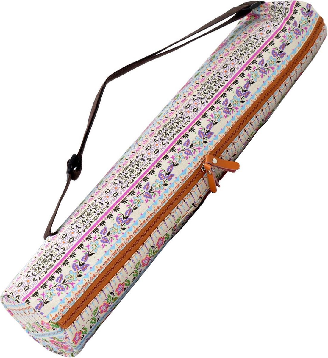 #DoYourYoga - yogatas - »Sunita« - yogabag van canvas - 63 x 13 cm. - roze Patroon