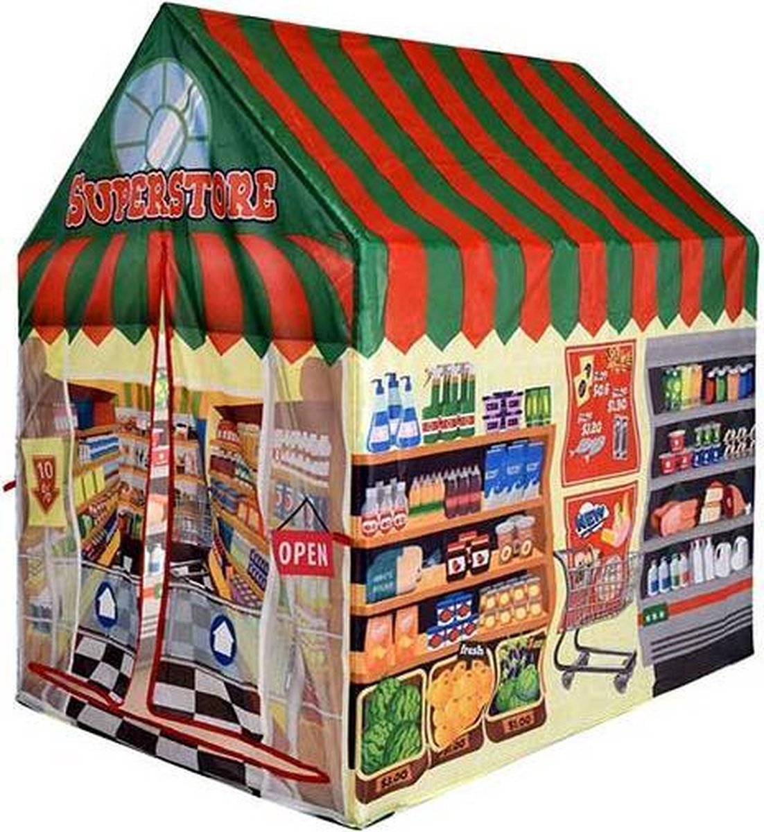 Speeltent met Supermarkt prent - 95x72x102cm