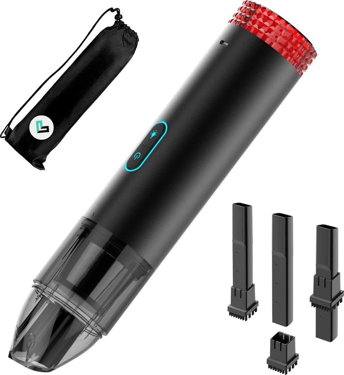 LURK® Motionflow™ Kruimelzuiger op accu - draadloze handstofzuiger - Diverse opzetstukken - Zwart