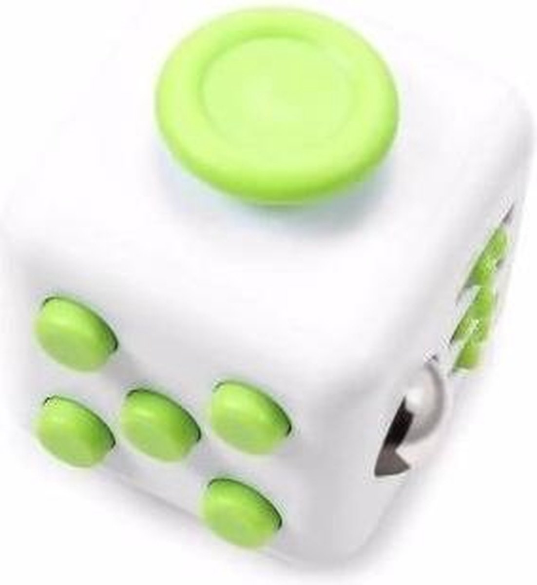 Fidget cube wit/groen 4 cm