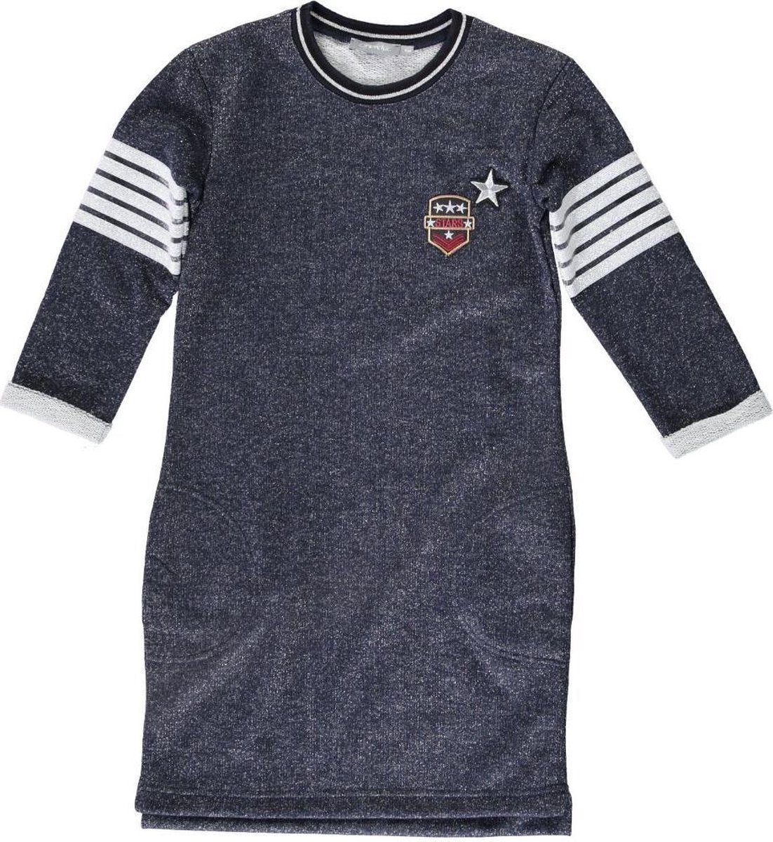 Geisha blauwe sweaterjurk 3/4 mouw met glitterdraad - Maat 164