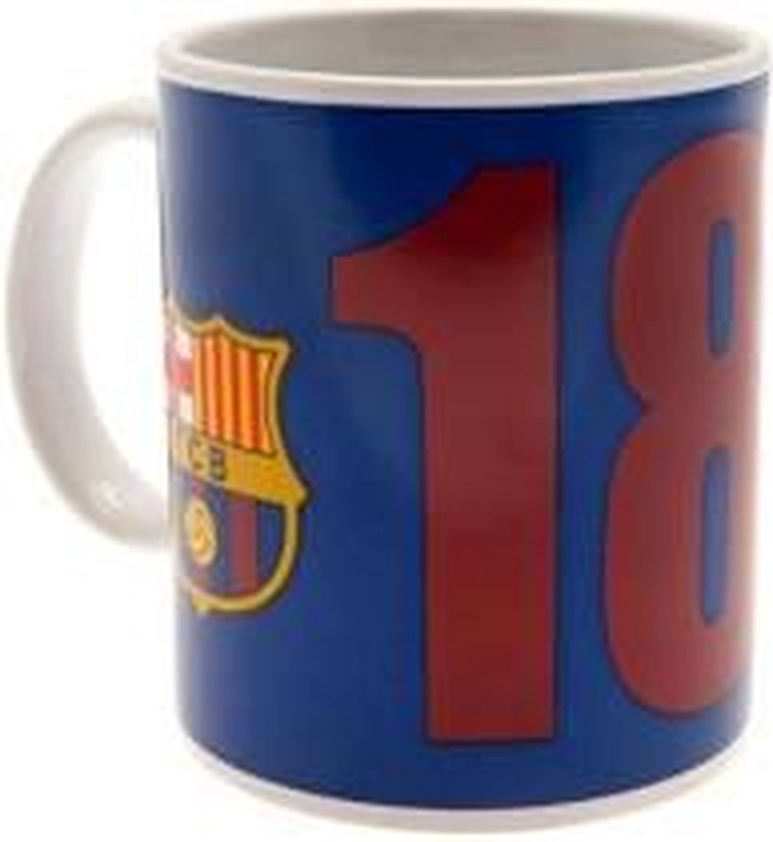 Barcelona - Mok - Blauw/rood - Gevuld met dropmix - In cadeauverpakking met gekleurd lint