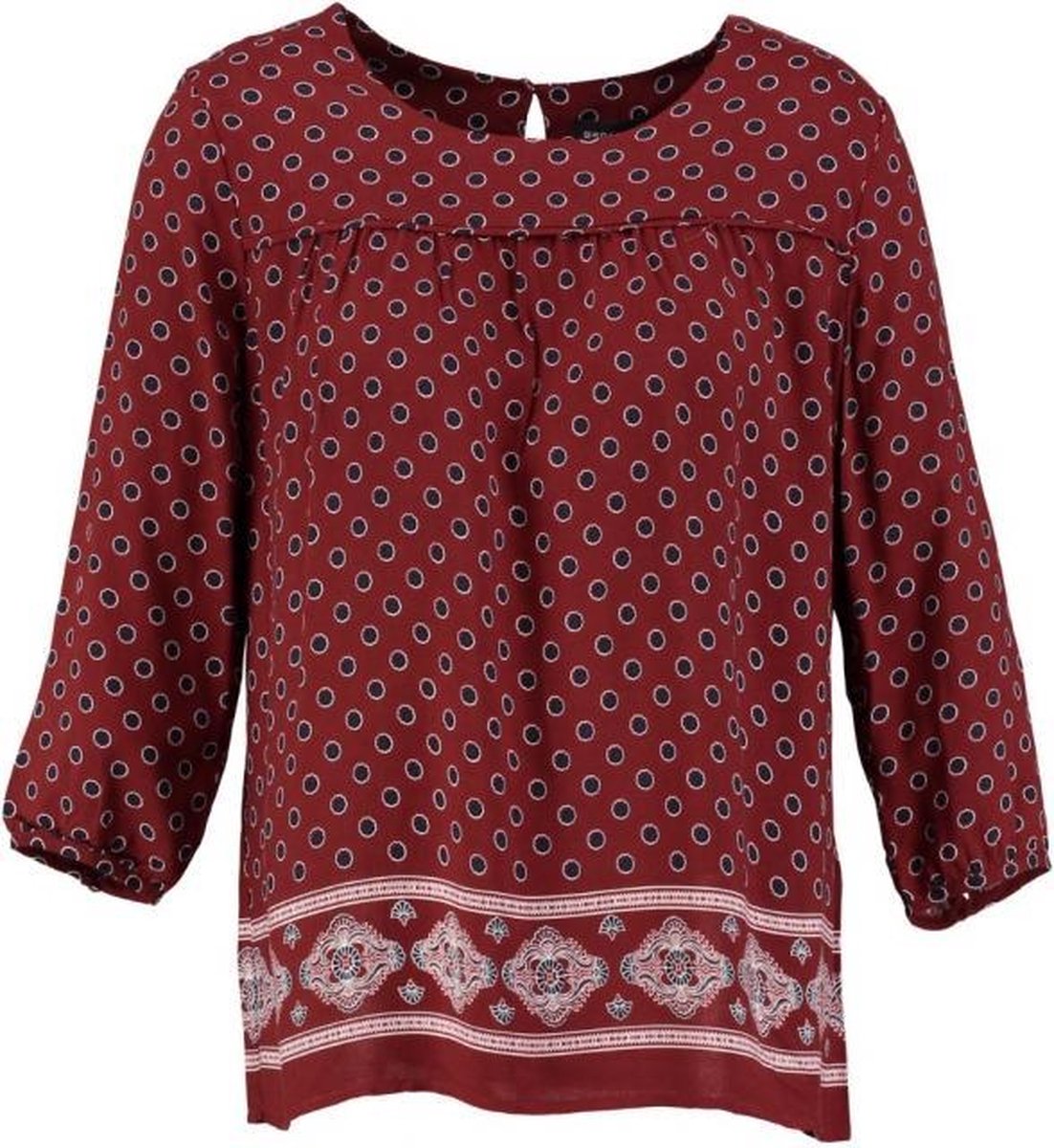 Broadway rode viscose tuniek blouse 3/4 mouw - Maat S