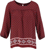 Broadway rode viscose tuniek blouse 3/4 mouw - Maat S