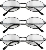 Leesbril zwart metaal +3