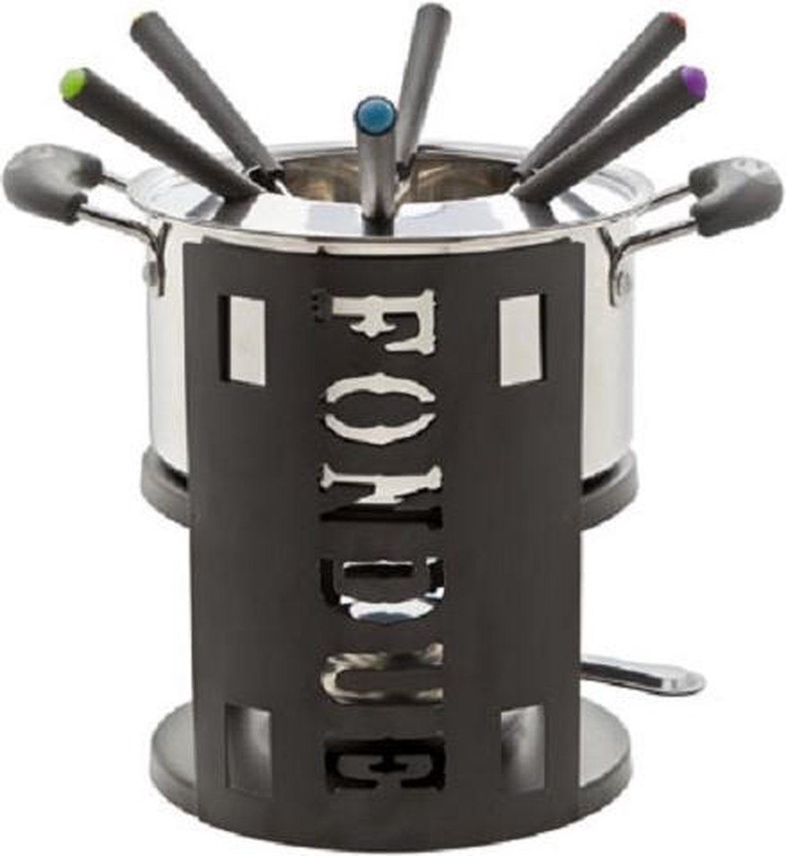 Cosy & Trendy Fondueset -1 Rvs Pot - 6x Vork - 1x Vuur - Zwart - RVS en Yourkitchen E-kookboek Heerlijke Smulrecepten