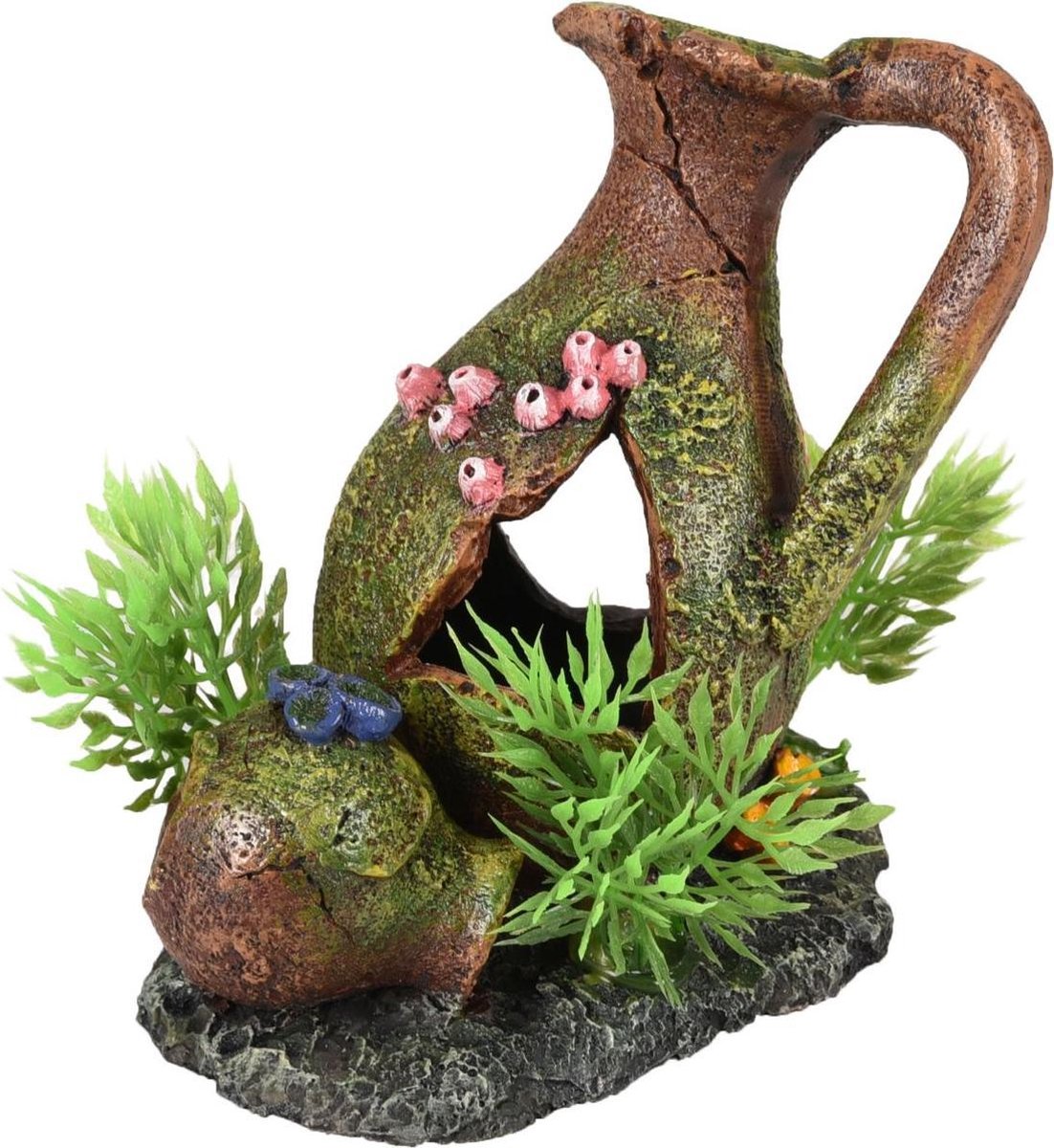 Flamingo Aquarium Moza kruiken+plant - Bruin - 11 x 8 x 11 cm
