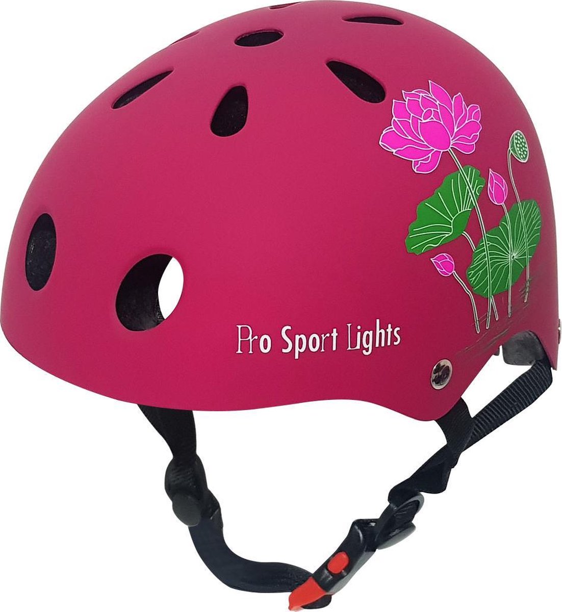 Kinderfietshelm Pro Sport Lights - skate Fietshelm voor kinderen - roze - bloemen - flowers - kinderhelm 50 - 56 cm