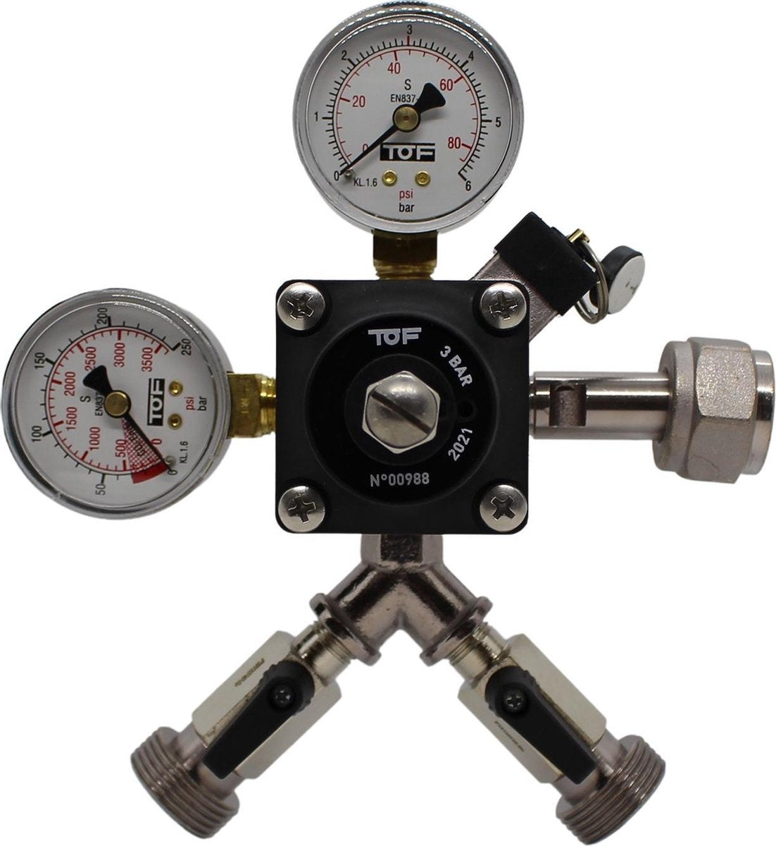 Drukregelaar/Reduceermeter - 2 uitgangen - CO2 voor Biertap - 3bar