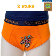 Embrator 2-stuks jongens Slip met opdruk oranje Motor 134/140