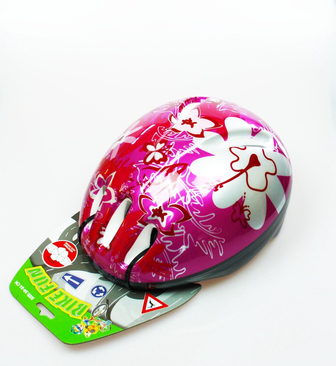Bike Fun Kinderhelm M50-54 Donkerroze Bloem