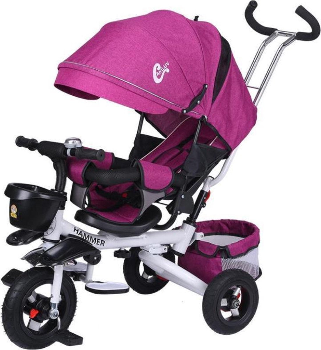 4 In 1 Kinderen Fiets Inklapbare kinderwagen -Kinderdriewieler met duwhandvat en draaibare stoel voor 1-6 jaar oude peuter