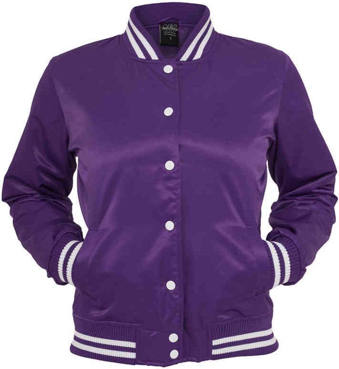 Urban Classics College jacket -L- Shiny Paars/Wit