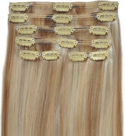 Clip In Extensions Echt Haar 18/613 Mixkleuren Nr.8H/613 lengte 55/60cm 160gram dik&vol beste kwaliteit
