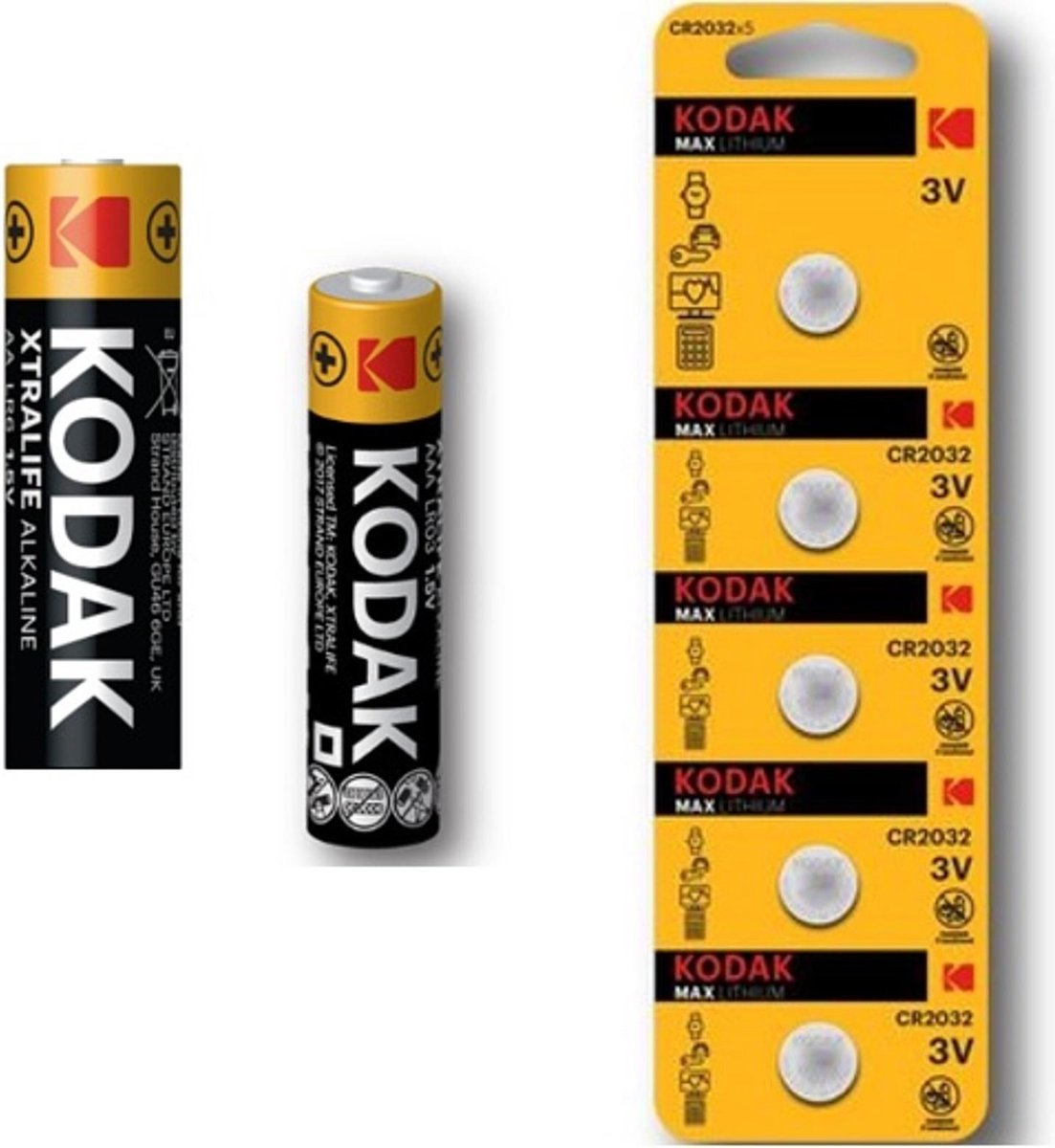 Kodak Xtralife batterijen - 50x AA + 30x AAA + 5x CR2032
