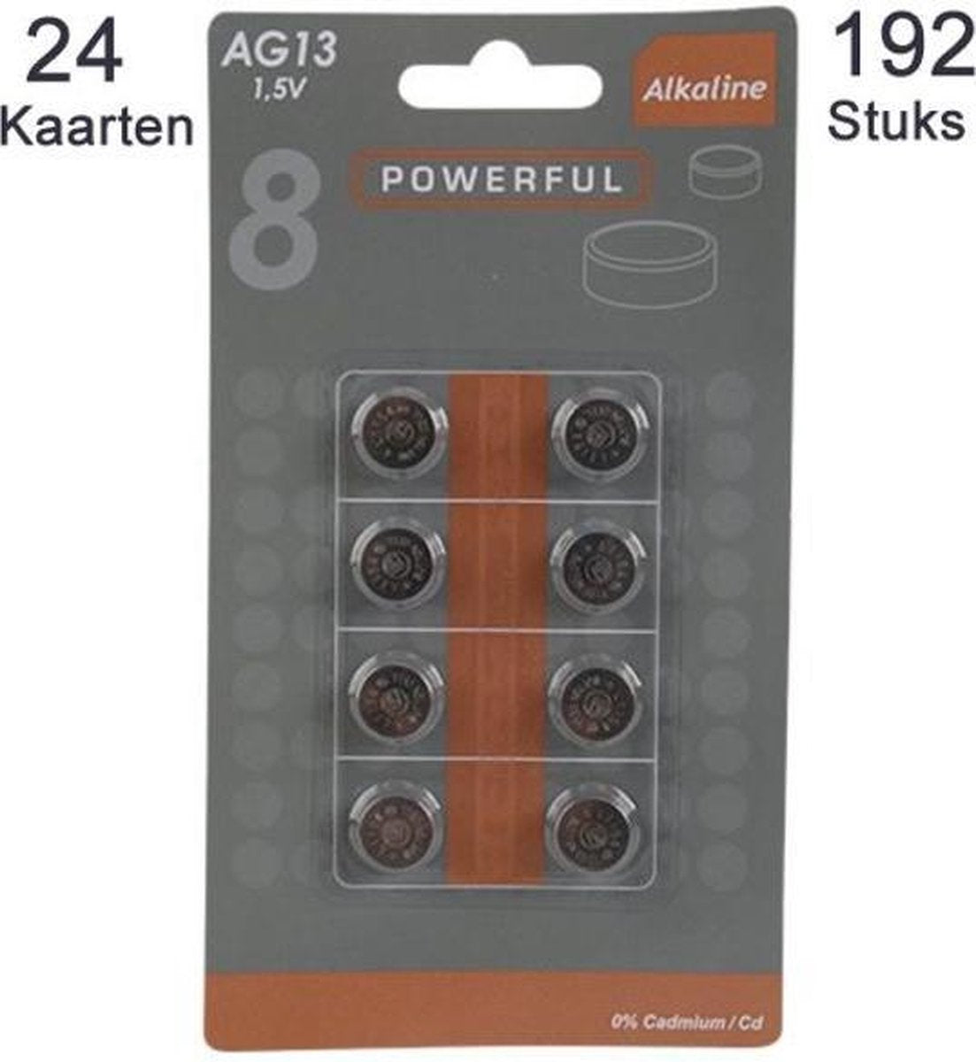 24 kaarten (192 stuks) AG13 LR44 Alkaline Knoopcel Batterijen