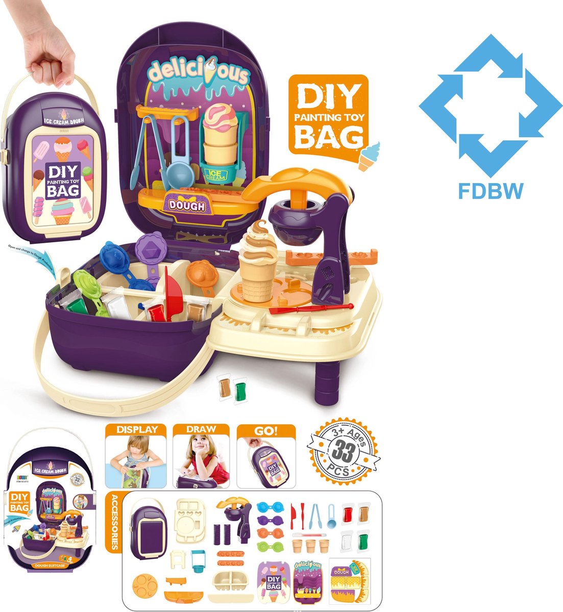 Speelgoed Ijskar | Winkeltje IJS Kinderen | 104 cm x 31 cm x 84 cm| Eten en Drinken Plastic – Ice Cream