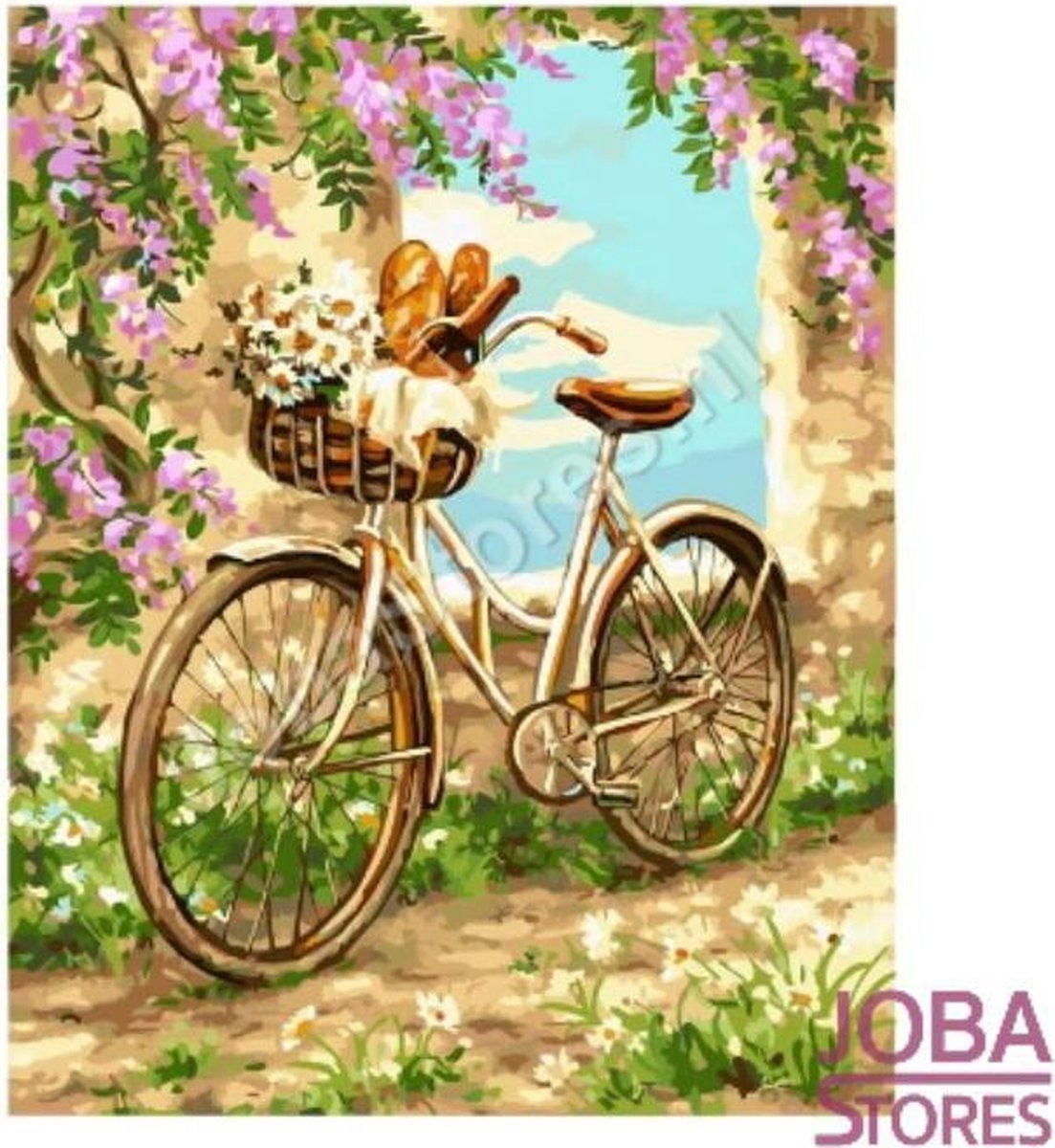Schilderen op nummer "JobaStores®" Fiets met bloemen 40x50cm