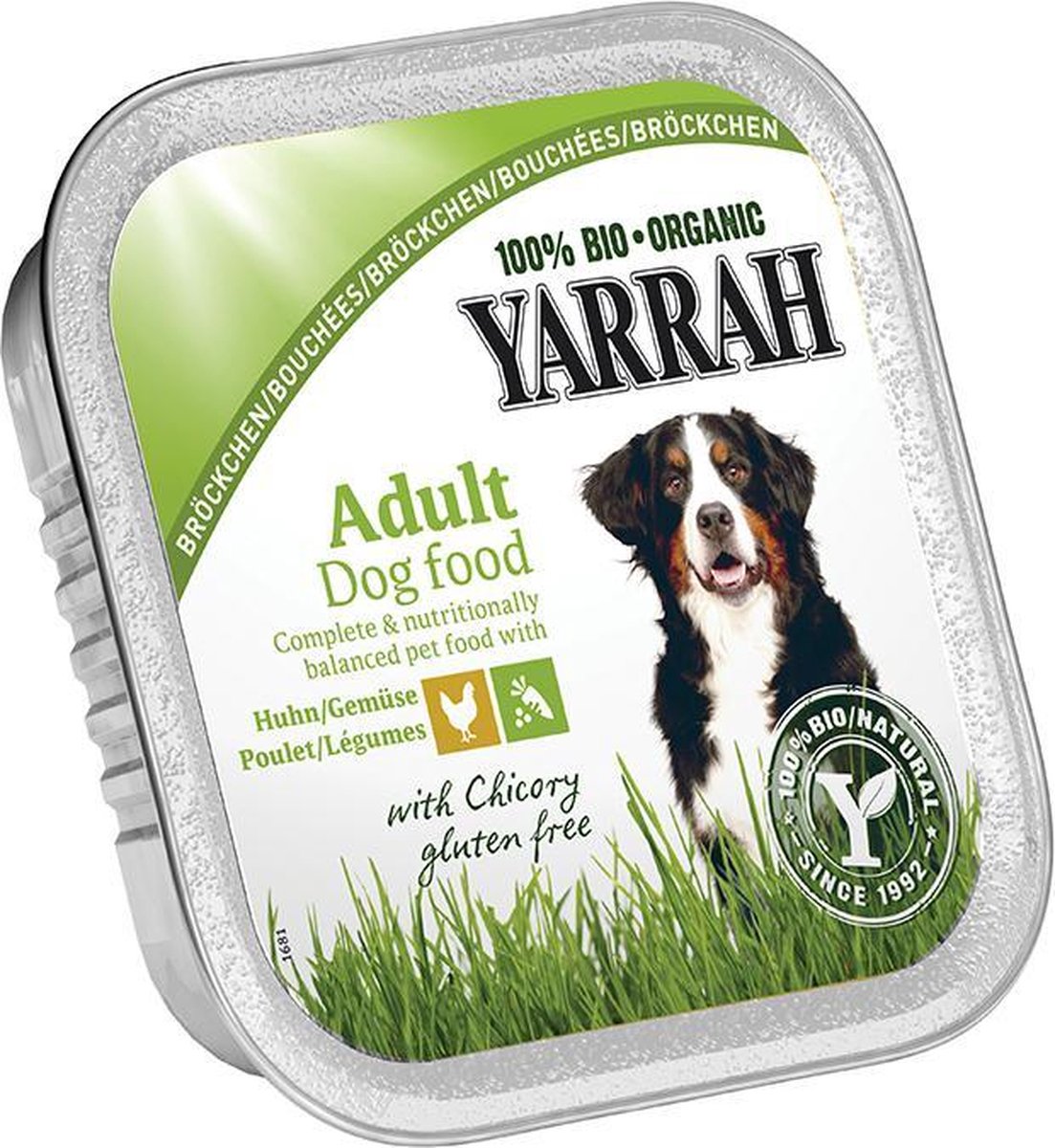 Yarrah Biologische Brokjes In Saus Glutenvrij Kuipje - Kip & Groente - Hondenvoer - 14 x 150 g