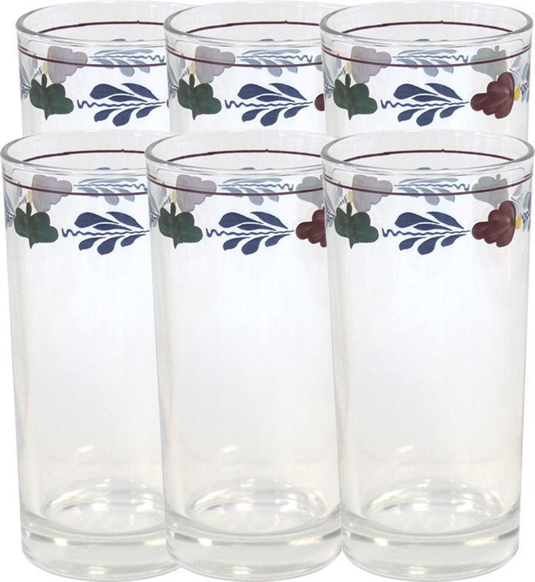 Boerenbont glazen/lomgdrink glas 30cl pak a 6stuks