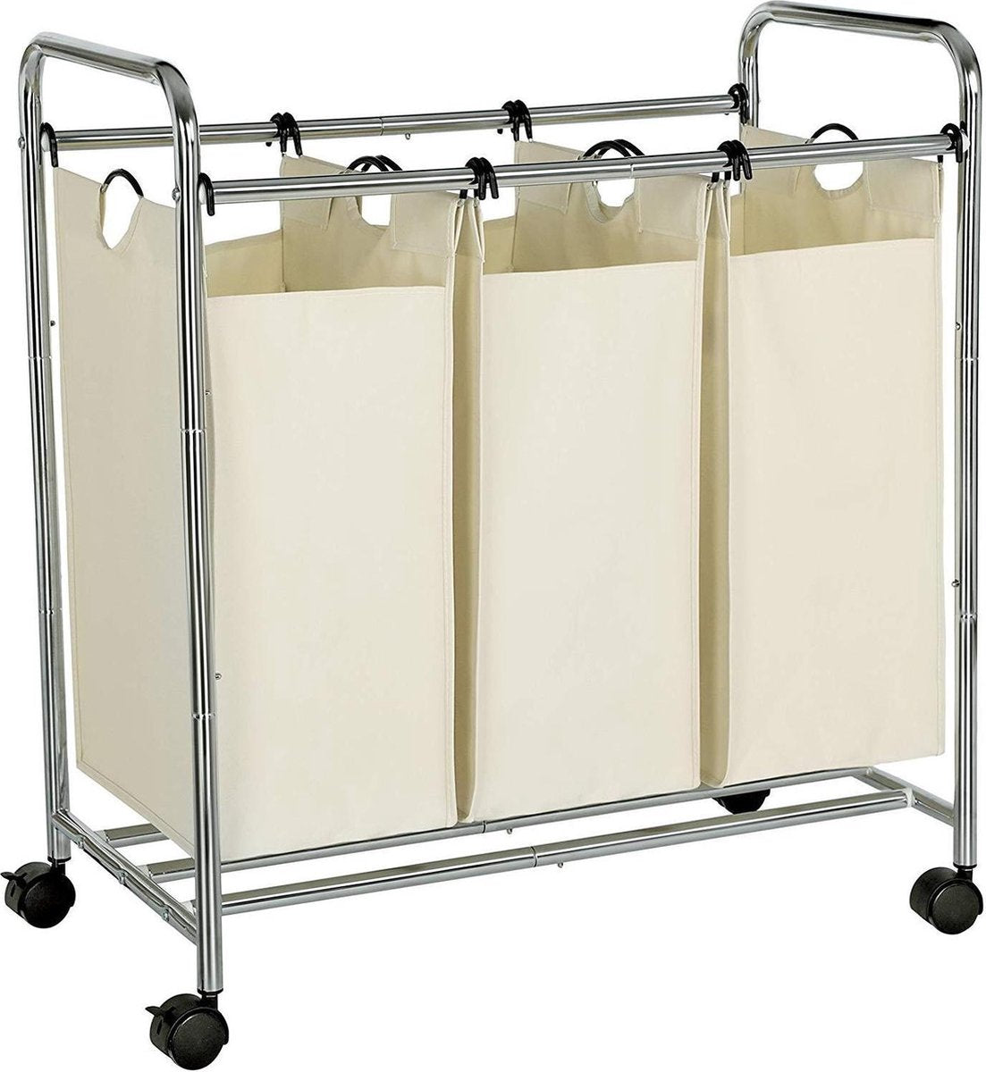 Nancy's Wassorteerder 3 Vakken - 144 L Opvouwbare Wasmand - Waskar Beige