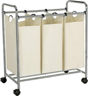 Nancy's Wassorteerder 3 Vakken - 144 L Opvouwbare Wasmand - Waskar Beige