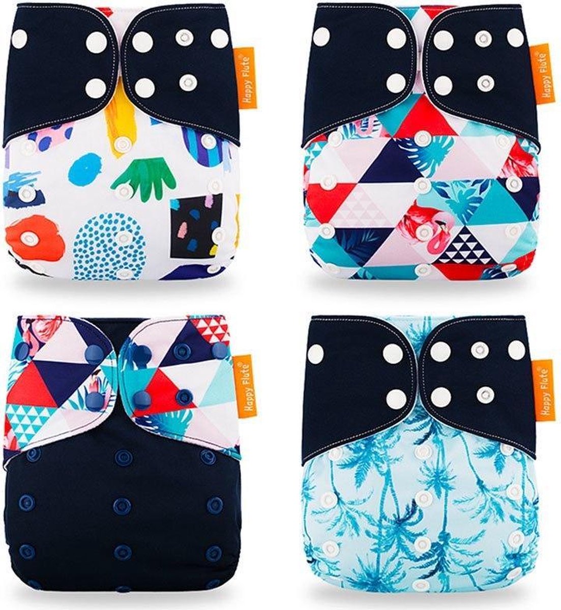 Pocketluier set - Navy Blue | 4 stuks inclusief inleggers + 1 rol inlegvellen | wasbare luiers | herbruikbare luiers