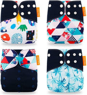 Pocketluier set - Navy Blue | 4 stuks inclusief inleggers + 1 rol inlegvellen | wasbare luiers | herbruikbare luiers