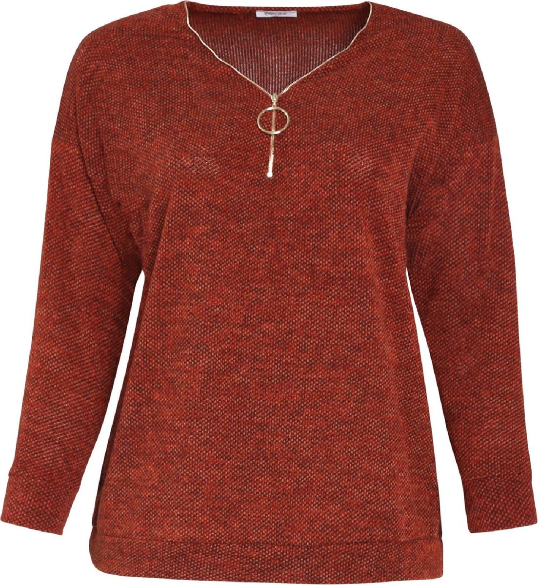 Effen T-shirt met ritshals