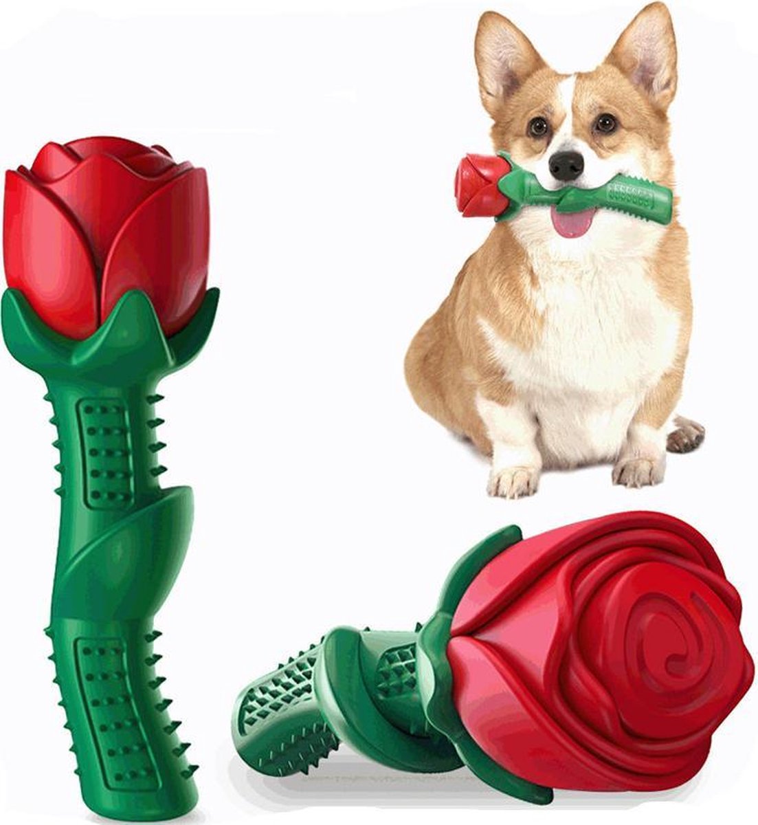 TDR - Bijtspeelgoed voor Honden - Goed voor tanden - Niet giftig en duurzaam TPE -vorm van een Roos