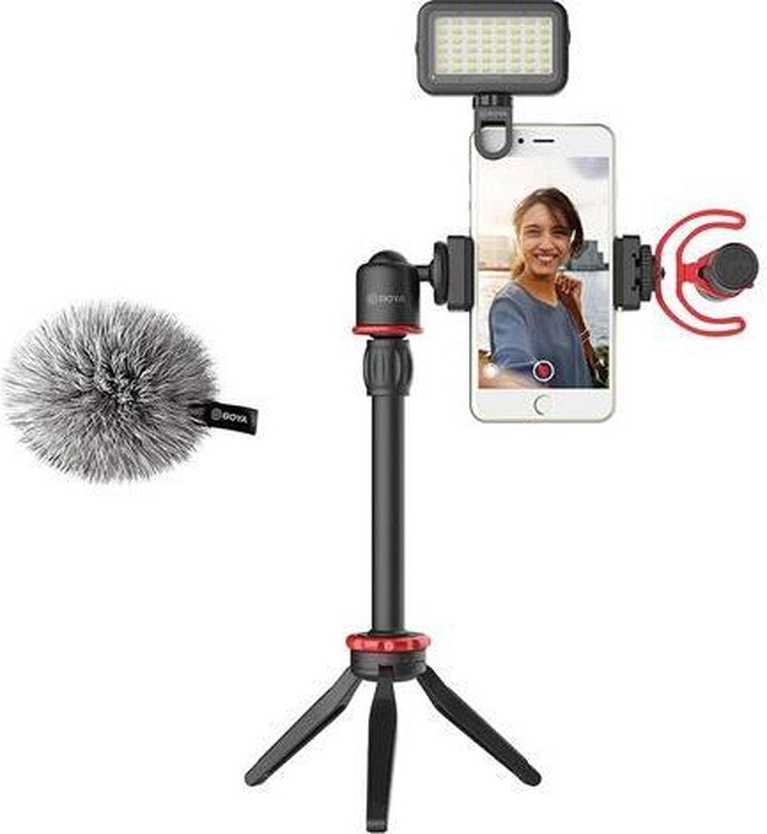 Boya Vlogging kit with BY-MM1+ and smartphone holder + LED