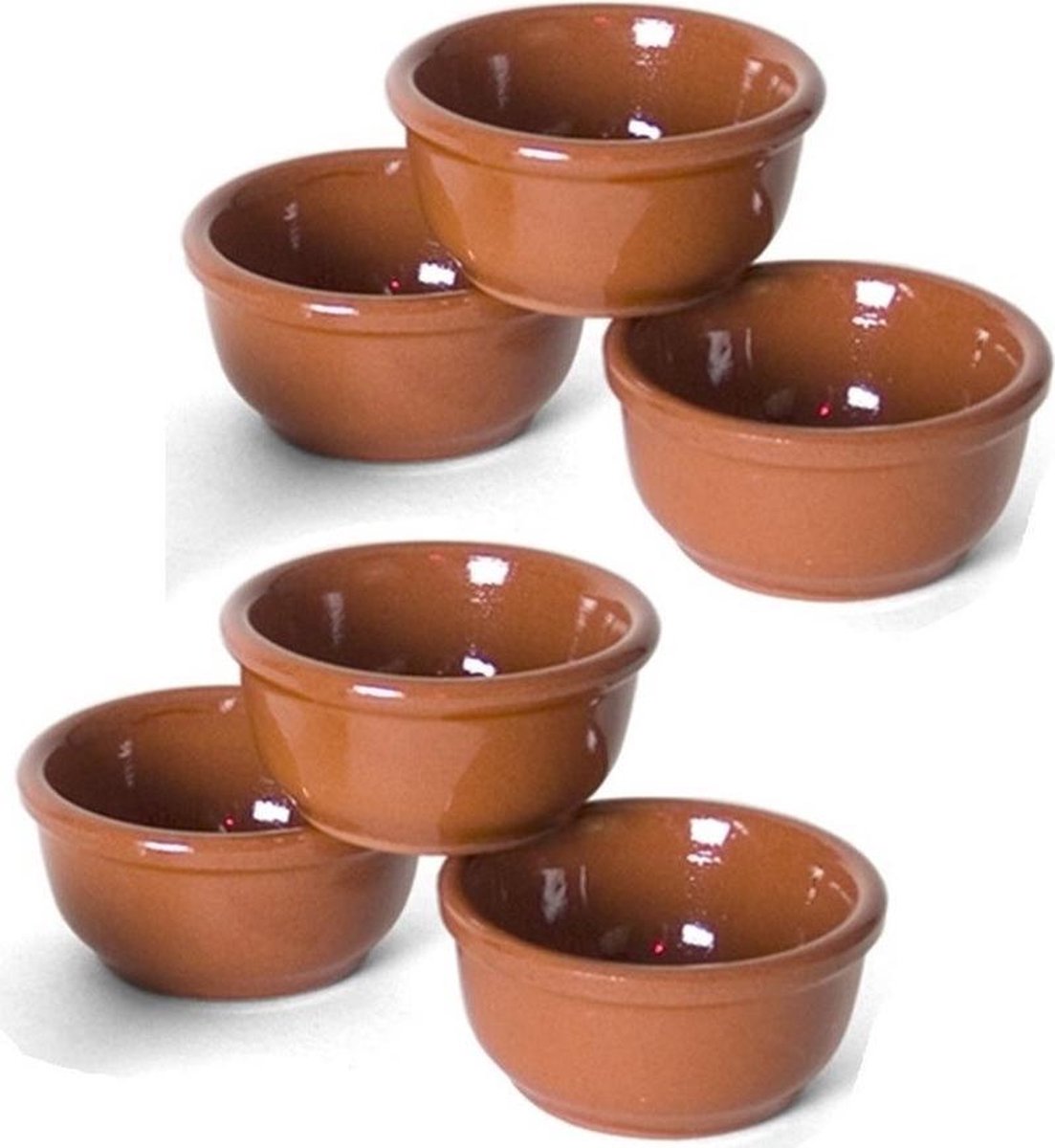 Set van 16x Serveerschaaltjes voor tapas/snacks/sausjes en borrelhapjes 7 x 7 cm - terracotta serveerschaaltjes