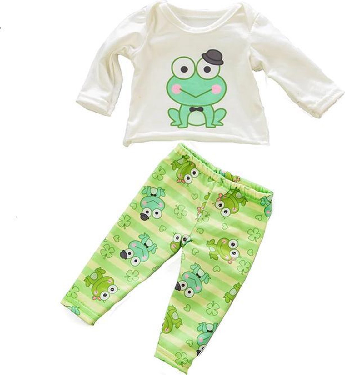 Dolldreams poppenkleding -  Pyjama met kikkers voor poppen tot 43CM zoals Baby Born - Jongen/meisje pop