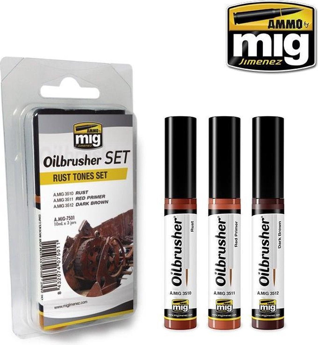 Mig - Oilbrusher Rust Tones Set  3 St. (Mig7501)
