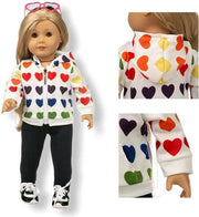 Poppenkleding meisje - Baby Born kleertjes o.a. - Poppenkleertjes 43 cm - Wit jasje met hartjes en broekje