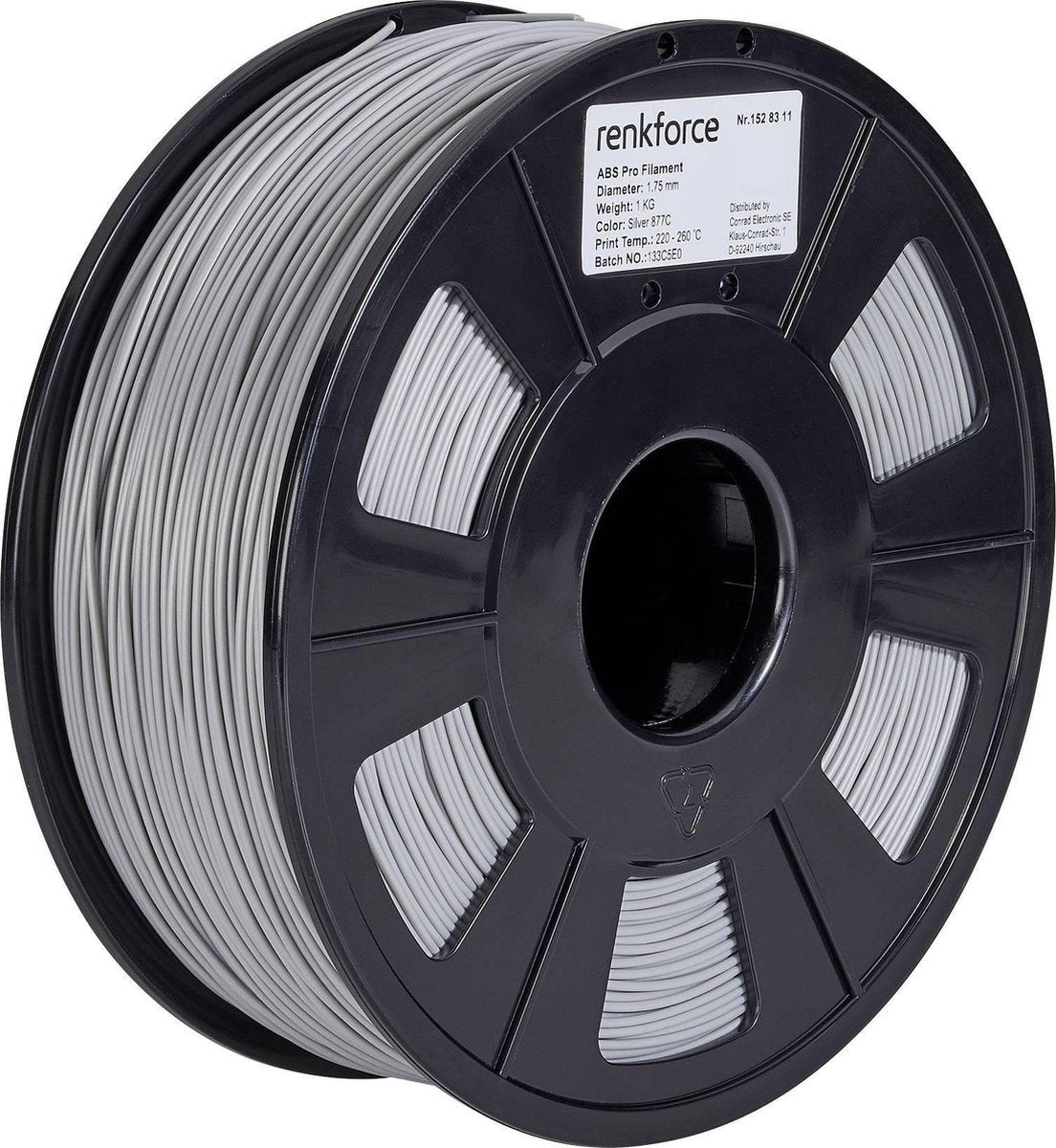 Filament Renkforce ABS kunststof 1.75 mm Zilver 1 kg